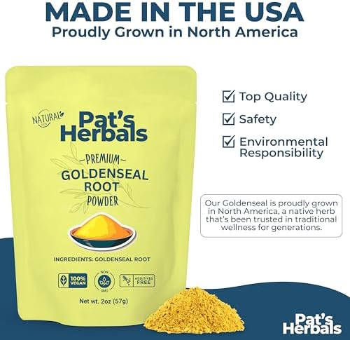 Polvo de Raíz de Goldenseal de Pat's Herbals - 2oz, Cultivado en EE. UU., No GMO | Polvo de Raíz Amarillo Puro - imagen 6