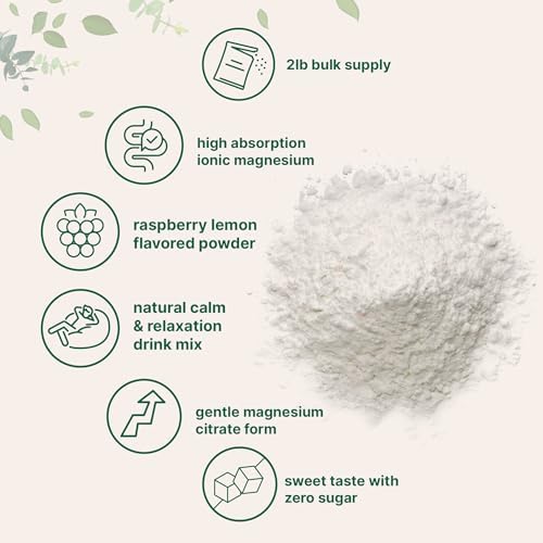 Micro Ingredients MiracleMag Calm Polvo de Magnesio, 2lbs | Magnesio Citrato Sabor Frambuesa Limón | Forma Iónica de Rápida Absorción | No - imagen 4