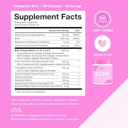 Obvi Collagenic Burn | Suplemento de Colágeno Hidrolizado + Extracto de Té Verde | Apoya el Metabolismo y Bienestar Diario | Con Biotina, B12 y - imagen 6