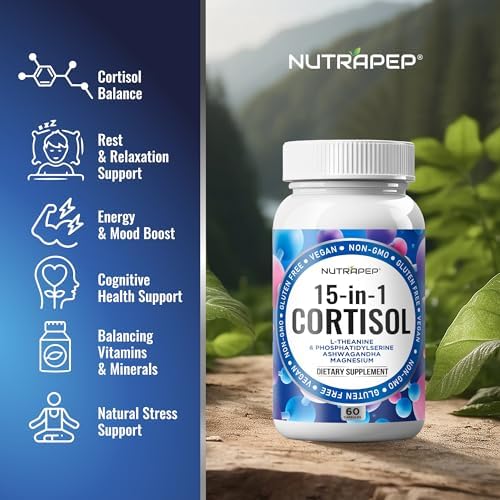 Suplemento Detox de Cortisol NutraPep para Hombres y Mujeres - Reduce Cortisol Alto, Controla Estrés y Mejora el Ánimo con Ashwagandha, L-Theanine y - imagen 2