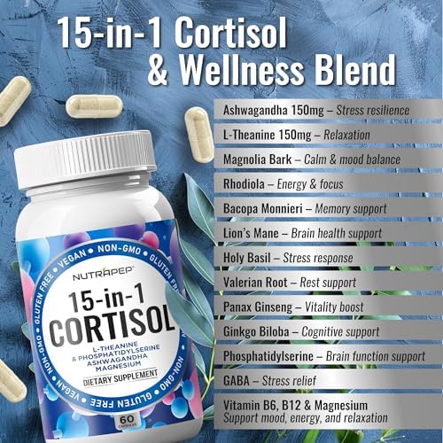 Suplemento Detox de Cortisol NutraPep para Hombres y Mujeres - Reduce Cortisol Alto, Controla Estrés y Mejora el Ánimo con Ashwagandha, L-Theanine y - imagen 3