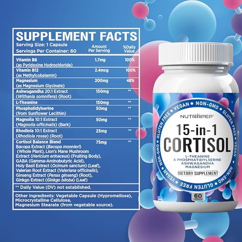 Suplemento Detox de Cortisol NutraPep para Hombres y Mujeres - Reduce Cortisol Alto, Controla Estrés y Mejora el Ánimo con Ashwagandha, L-Theanine y - imagen 7