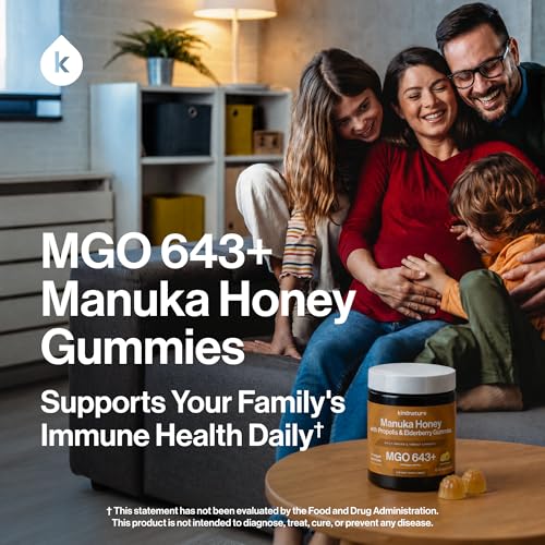 Gomitas Médicas de Miel de Manuka Kindnature MGO 643+ - Miel de Manuka de Nueva Zelanda con Zinc, Vitamina C y Saúco - Confort para la Garganta y - imagen 3