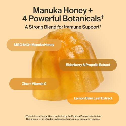 Gomitas Médicas de Miel de Manuka Kindnature MGO 643+ - Miel de Manuka de Nueva Zelanda con Zinc, Vitamina C y Saúco - Confort para la Garganta y - imagen 5