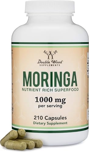 Cápsulas Orgánicas de Moringa DWS 1000mg - Polvo de Moringa Puro para Energía y Apoyo Inmunológico - Superalimento Verde Rico en Antioxidantes, - imagen 1