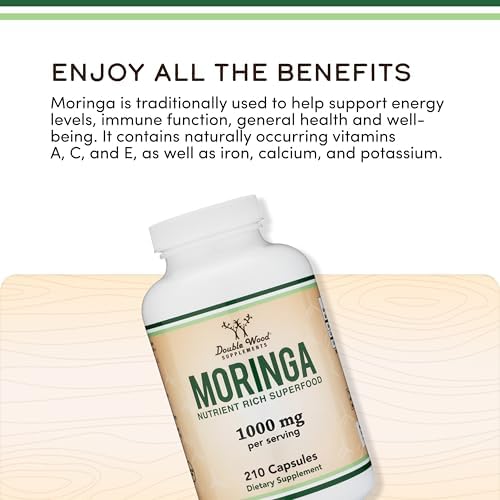 Cápsulas Orgánicas de Moringa DWS 1000mg - Polvo de Moringa Puro para Energía y Apoyo Inmunológico - Superalimento Verde Rico en Antioxidantes, - imagen 4