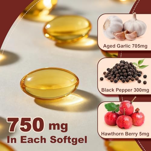 Extracto de Ajo Envejecido LanranBee 300 Softgels - Suplemento Sin Olor para Inmunidad y Corazón con Espino y Pimienta Negra - No GMO, Suministro de - imagen 8