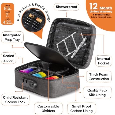 Bolsa a Prueba de Olores Moonlight Haze con Forro de Carbón Activado y Accesorios - Set de Regalo con 3 Tarros de Vidrio a Prueba de Niños y 3 Tubos - imagen 5