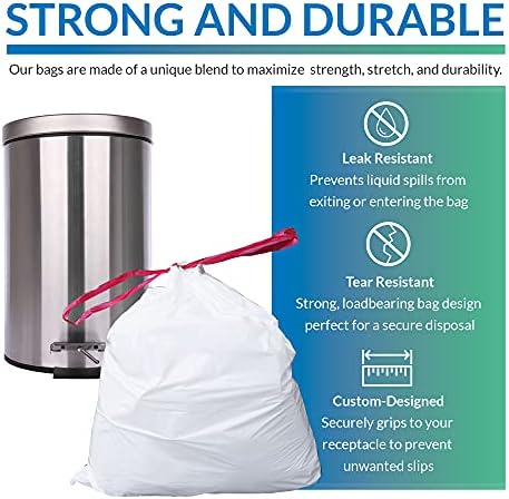 Bolsas de Basura con Cuerda 6-10 Galones | 250 Piezas | 22x23 | Bolsas de Basura Blancas para Botes Pequeños - Medianos - imagen 2