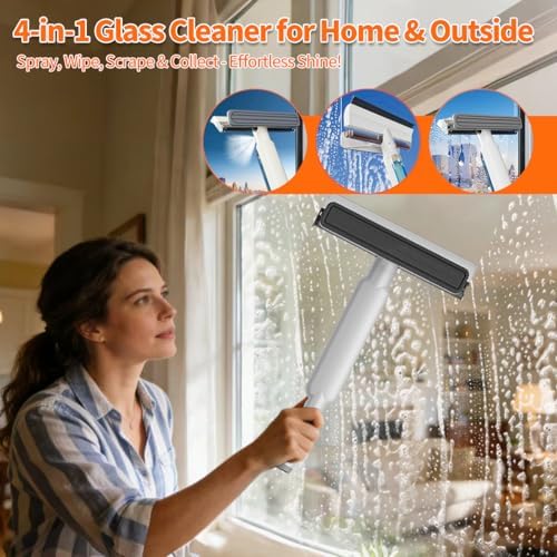 Limpiador de Ventanas 4 en 1 con Tanque de Agua, Control Remoto, Extensión Ajustable de 16'' a 72'', Bandeja de Agua Residual y Esponja para Ventanas - imagen 2