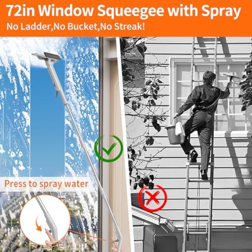 Limpiador de Ventanas 4 en 1 con Tanque de Agua, Control Remoto, Extensión Ajustable de 16'' a 72'', Bandeja de Agua Residual y Esponja para Ventanas - imagen 3