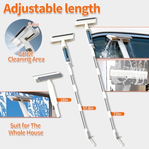 Limpiador de Ventanas 4 en 1 con Tanque de Agua, Control Remoto, Extensión Ajustable de 16'' a 72'', Bandeja de Agua Residual y Esponja para Ventanas - imagen 6