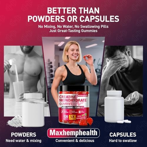Gomitas de Creatina para Hombres y Mujeres, 5g de Creatina Monohidratada, Aumenta Masa Muscular, Fuerza, Recuperación y Salud Cognitiva, 120 Gomitas - imagen 7