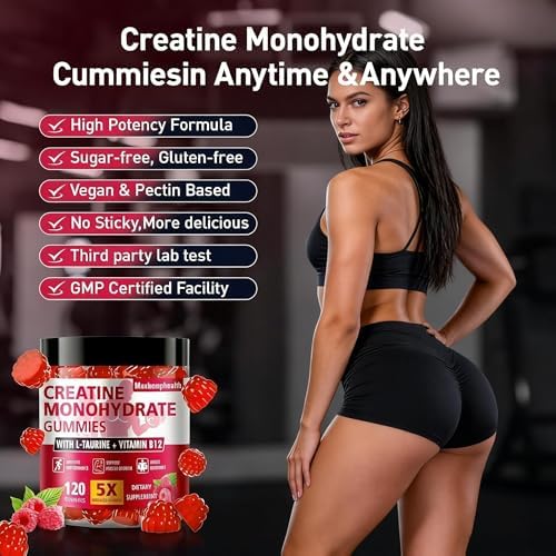 Gomitas de Creatina para Hombres y Mujeres, 5g de Creatina Monohidratada, Aumenta Masa Muscular, Fuerza, Recuperación y Salud Cognitiva, 120 Gomitas - imagen 8
