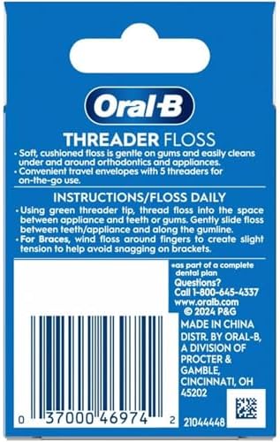 Hilo Dental Oral-B Threader, 30 Piezas: 6 sobres de 5 threaders (Paquete de Valor de 3) - imagen 5