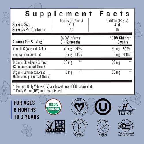 Jarabe de Saúco Orgánico Legendairy Milk en Gotas Líquidas para Bebés y Niños, Suplemento de Inmunidad con Vitamina C, Zinc y Equinácea, - imagen 3