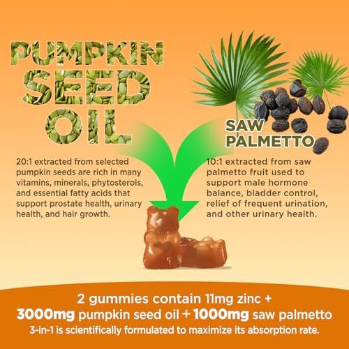 Gomitas de Aceite de Semilla de Calabaza HOLLEGEND con Saw Palmetto, Extracto para Crecimiento Capilar y Salud Prostática, Veganas, Sin Azúcar, - imagen 3