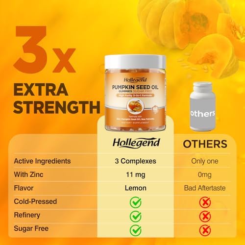 Gomitas de Aceite de Semilla de Calabaza HOLLEGEND con Saw Palmetto, Extracto para Crecimiento Capilar y Salud Prostática, Veganas, Sin Azúcar, - imagen 6