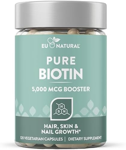 Suplemento de Biotina 5000 mcg para Cabello, Piel y Uñas - Vitaminas de Alta Potencia para el Crecimiento del Cabello - 120 Cápsulas Veganas - imagen 1
