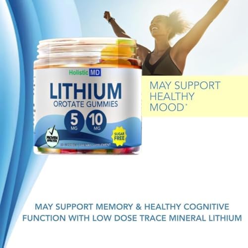Lithium Orotate 5mg y 10mg | Para Hombres, Mujeres y Niños | Gominolas Veganas Sin Azúcar, 60 piezas, Sabor Clínicamente Estudiado - imagen 3