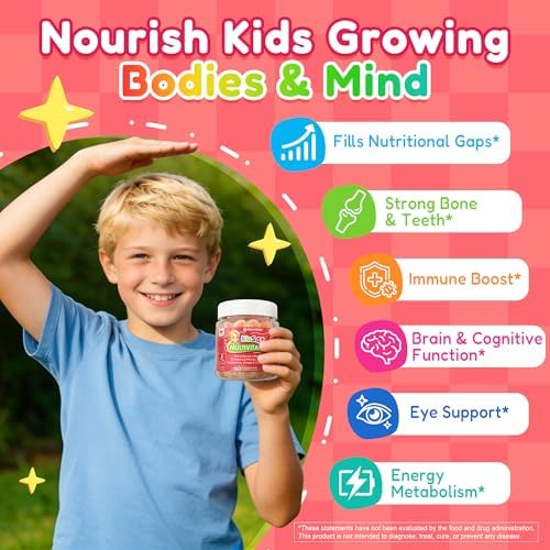 Gomitas Multivitamínicas para Niños + Omega 3 (DHA/EPA), Multivitamínico Metilado con Hierro, Probiótico y Vitaminas A, C, D3, K2, E, 60 Piezas, Sin - imagen 3