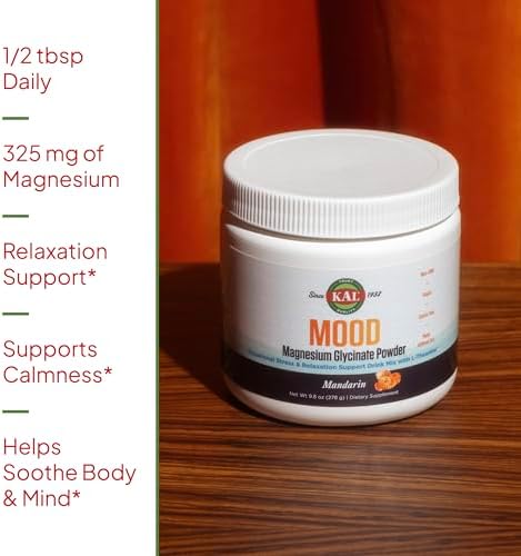 KAL Polvo de Magnesio con L-Theanina Sabor Mandarina - Suplemento Vegano, Sin Azúcar Añadido, Sin Gluten - 40 Porciones, 9.8 oz - imagen 4
