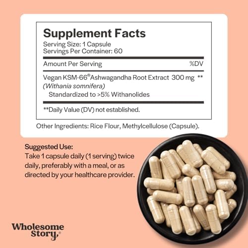 Cápsulas Veganas de Ashwagandha KSM 66 | Alta Potencia 5% Withanolides | Extracto de Raíz de Ashwagandha 300mg | 60 Pastillas para Manejo del Estrés - imagen 3