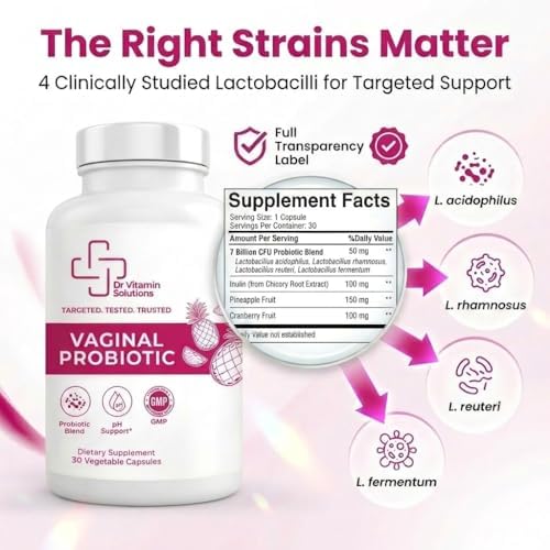 Probiótico Vaginal para Mujeres – Mezcla de Lactobacilos de 7 Mil Millones CFU + Inulina Prebiótica, Arándano y Piña – Soporte para pH Vaginal y - imagen 4