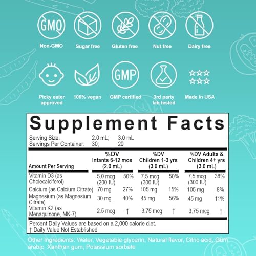 Nuvamin – Gotas de Calcio y Magnesio Líquido para Bebés, Niños y Adultos, 2 Fl. Oz (60 ml), 30 Porciones Diarias. Sabor Delicioso - Natural - Vegano - imagen 6