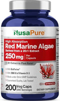Cápsulas de Algas Marinas Rojas NusaPure, 250 mg, 200 Veganas (Sin Soja, No Transgénicas) - imagen 1