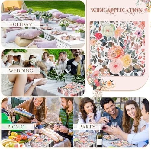 200 Piezas de Servilletas de Papel Florales Desechables con Diseño de Rosa Acuarela para Postres, Cenas, Baños, Bodas y Fiestas de Cumpleaños (16.5 x - imagen 5
