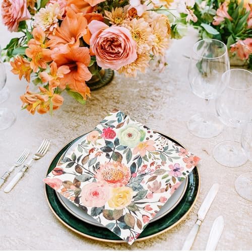 200 Piezas de Servilletas de Papel Florales Desechables con Diseño de Rosa Acuarela para Postres, Cenas, Baños, Bodas y Fiestas de Cumpleaños (16.5 x - imagen 7