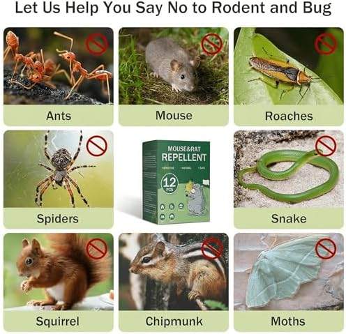 Bolsitas Repelentes de Roedores 12 Piezas, Control Natural con Aceite de Menta para Interiores y Exteriores, Uso en Auto, Jardín, Garaje, RV, - imagen 7