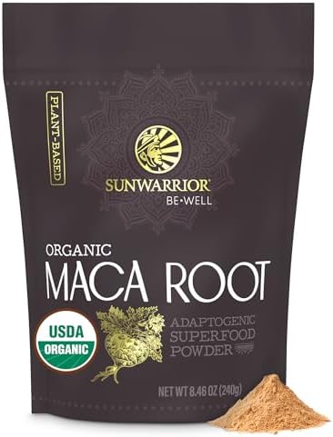 Polvo de Raíz de Maca Orgánica Sunwarrior Amarillo 8 Gramos - Superalimento Adaptógeno para Energía, Ánimo y Bienestar - 30 Porciones Veganas y No - imagen 1