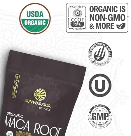 Polvo de Raíz de Maca Orgánica Sunwarrior Amarillo 8 Gramos - Superalimento Adaptógeno para Energía, Ánimo y Bienestar - 30 Porciones Veganas y No - imagen 3
