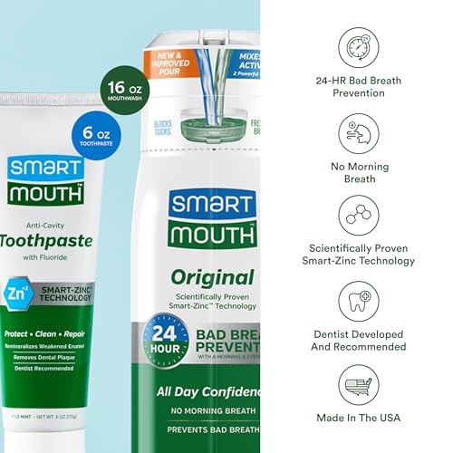 Combo de Pasta de Dientes SmartMouth Premium con Zinc y Enjuague Bucal Activado - Pasta Blanqueadora con Flúor (Sabor Menta Suave) y Enjuague para - imagen 4