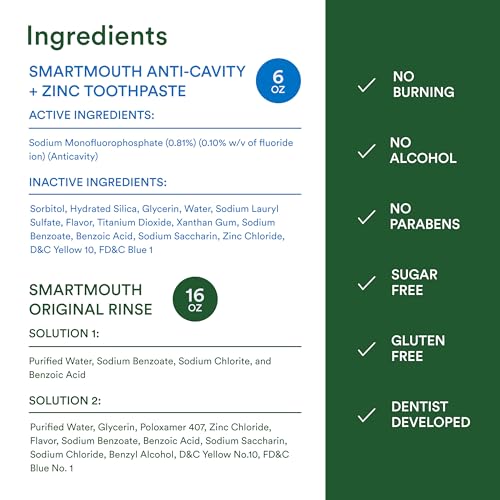 Combo de Pasta de Dientes SmartMouth Premium con Zinc y Enjuague Bucal Activado - Pasta Blanqueadora con Flúor (Sabor Menta Suave) y Enjuague para - imagen 8