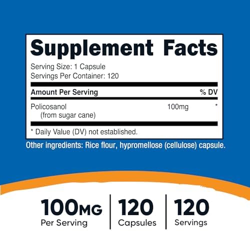 Nutricost Policosanol 100mg, 120 Cápsulas - Libre de Gluten, No Transgénico y Apto para Vegetarianos - imagen 2