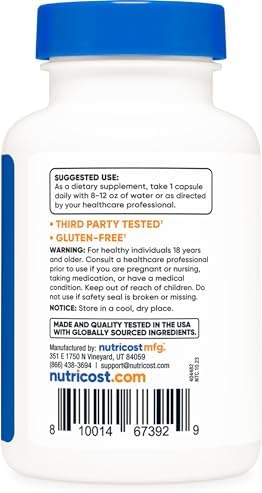 Nutricost Policosanol 100mg, 120 Cápsulas - Libre de Gluten, No Transgénico y Apto para Vegetarianos - imagen 4