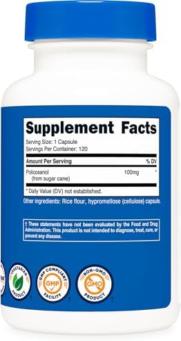 Nutricost Policosanol 100mg, 120 Cápsulas - Libre de Gluten, No Transgénico y Apto para Vegetarianos - imagen 5