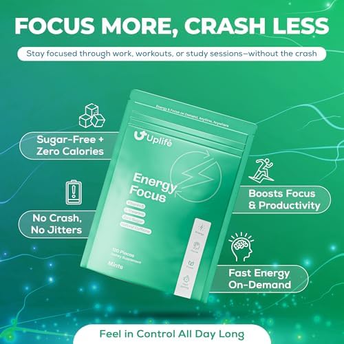 UPLIFE Mentas de Enfoque y Energía 120 Pcs – Hechas en EE. UU. - Chicles Nootrópicos de Acción Rápida con 40 mg de Cafeína Natural, 80 mg de - imagen 5