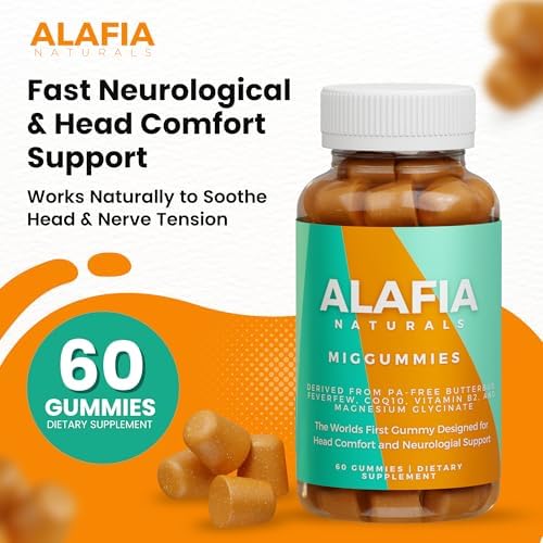 Alafia Naturals Miggummies - r Gummy para Confort y Soporte Craneal - Magnesio Glicinato, Butterbur, Feverfew, CoQ10, Vitamina B2 400mg, 60 piezas - imagen 2