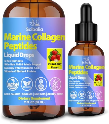 Gotas Líquidas de Colágeno Marino Hidrolizado, Colágeno Tipo I y III con Ácido Hialurónico, Biotina y Vitamina C para Articulaciones, Piel, Cabello y - imagen 1
