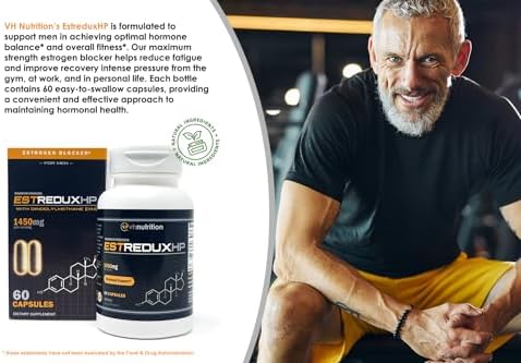 VH Nutrition ESTREDUX HP - Bloqueador de Estrógenos para Hombres* | 1450mg de Soporte Hormonal Máximo, Tongkat Ali, Ashwagandha | 60 Cápsulas - imagen 3