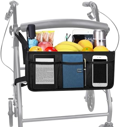 Canasta para Andador Dotday, Bolsa para Andador con Soporte para Taza, Bolsa de Almacenamiento Plegable para Andadores, Nunca se Volcará - imagen 1