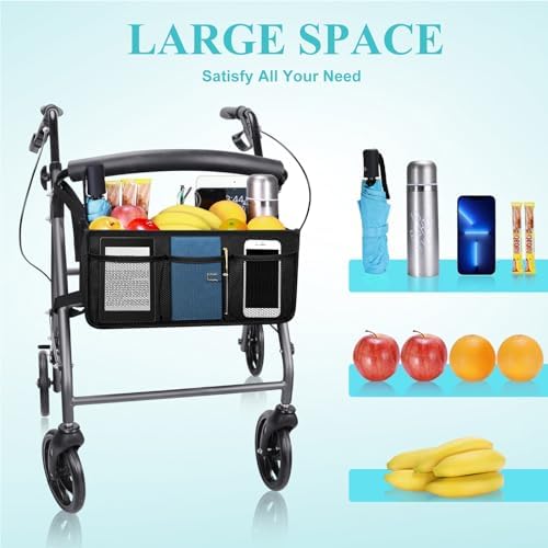 Canasta para Andador Dotday, Bolsa para Andador con Soporte para Taza, Bolsa de Almacenamiento Plegable para Andadores, Nunca se Volcará - imagen 2