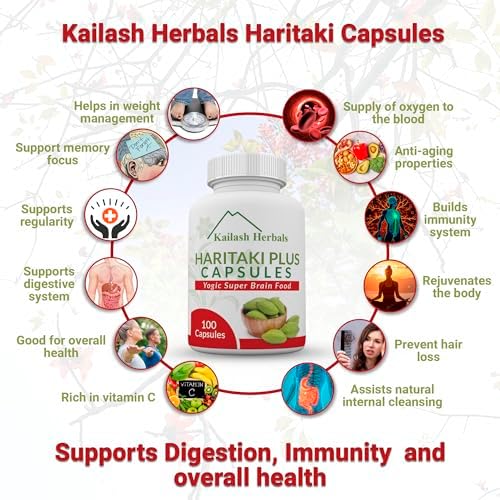 Cápsulas Orgánicas de Haritaki Kailash Herbals - Mejora la Digestión, Desintoxicación y Rejuvenecimiento - 100 Cápsulas Veganas y No Transgénicas - imagen 5