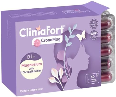 ClimaFort CronoMag | Suplemento de Magnesio para Mujeres en Menopausia | 5 Sales Bisglicinato + Glicerofosfato | B12 | Energía | Suministro para 1 Mes - imagen 1