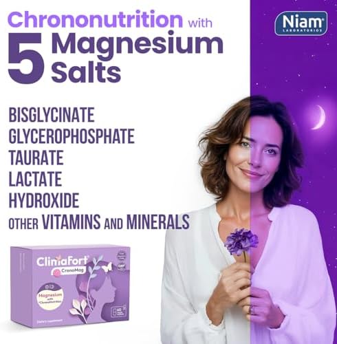 ClimaFort CronoMag | Suplemento de Magnesio para Mujeres en Menopausia | 5 Sales Bisglicinato + Glicerofosfato | B12 | Energía | Suministro para 1 Mes - imagen 5