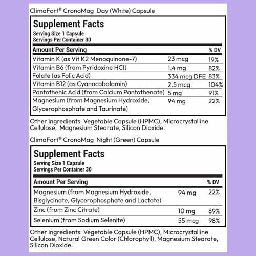 ClimaFort CronoMag | Suplemento de Magnesio para Mujeres en Menopausia | 5 Sales Bisglicinato + Glicerofosfato | B12 | Energía | Suministro para 1 Mes - imagen 7
